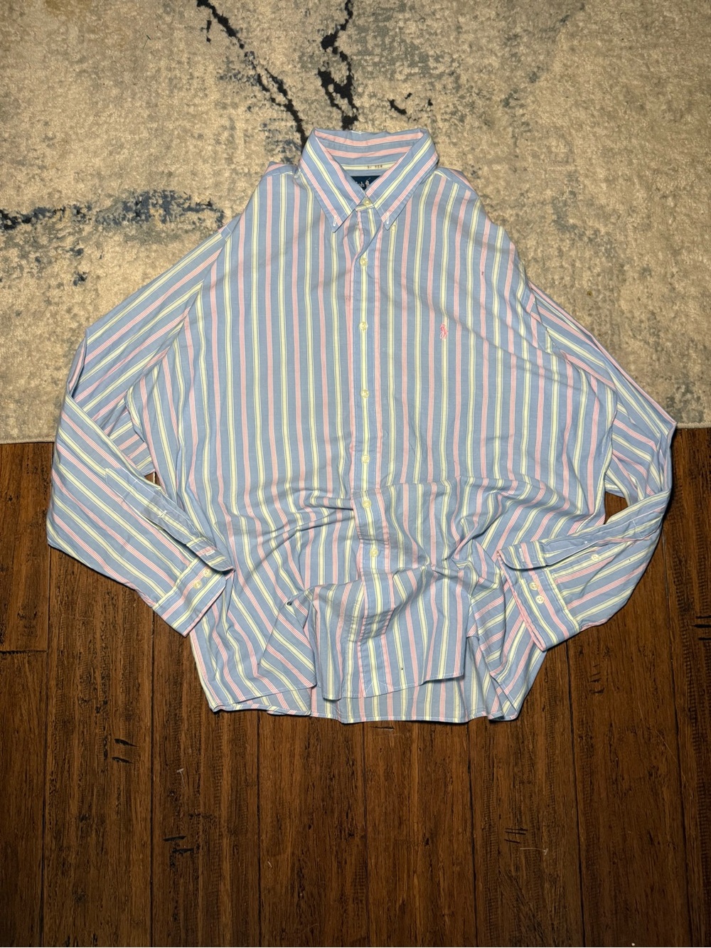 Ralph Lauren Classic Fit Striped Button Down Shirt Men’s 34/35 Blue Pink